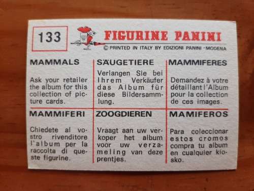 Figurine Panini Mammals Sticker #133 (1978)