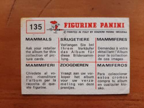 Figurine Panini Mammals Sticker #135 (1978)