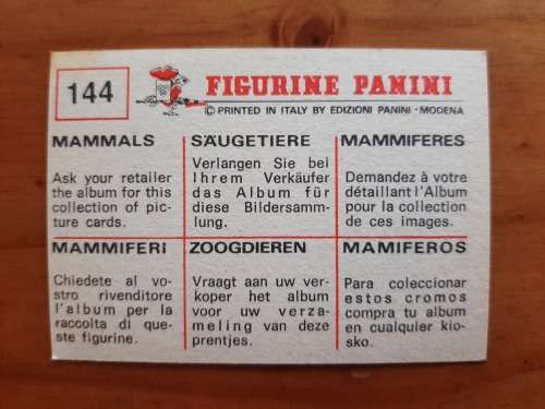 Figurine Panini Mammals Sticker #144 (1978)