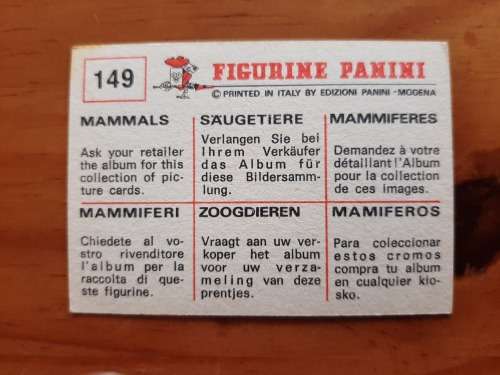 Figurine Panini Mammals Sticker #149 (1978)