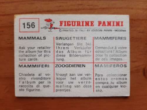 Figurine Panini Mammals Sticker #156 (1978)