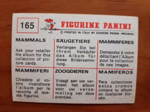 Figurine Panini Mammals Sticker #165 (1978)