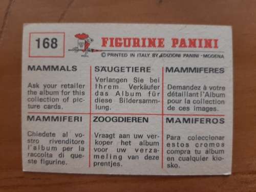 Figurine Panini Mammals Sticker #168 (1978)