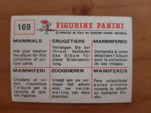 Figurine Panini Mammals Sticker #169 (1978)
