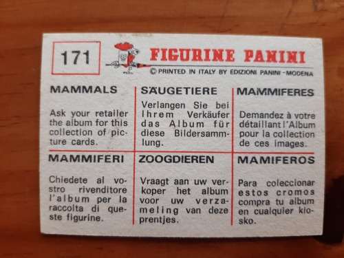 Figurine Panini Mammals Sticker #171 (1978)