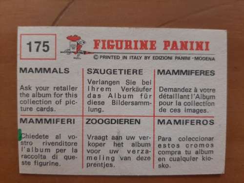 Figurine Panini Mammals Sticker #175 (1978)
