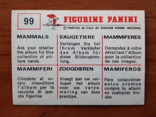 Figurine Panini Mammals Sticker #99 (1978)