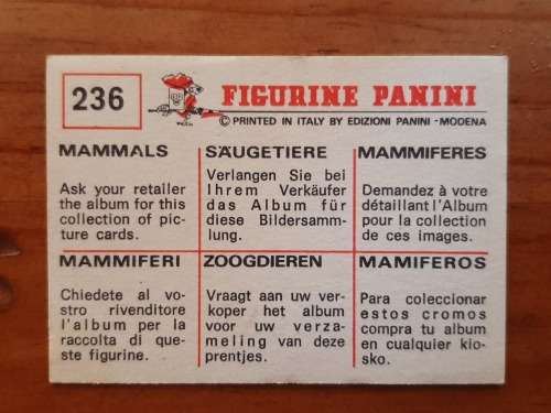 Figurine Panini Mammals Sticker #236 (1978)
