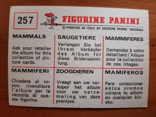 Figurine Panini Mammals Sticker #257 (1978)