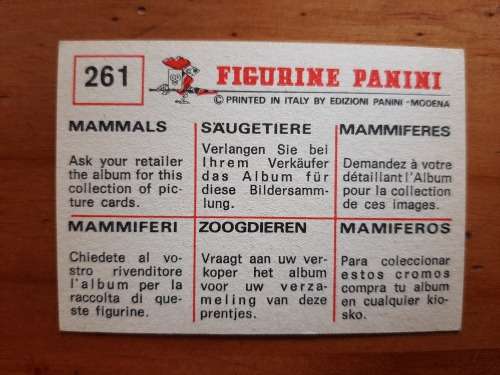 Figurine Panini Mammals Sticker #261 (1978)