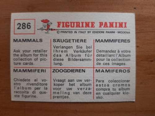 Figurine Panini Mammals Sticker #286 (1978)