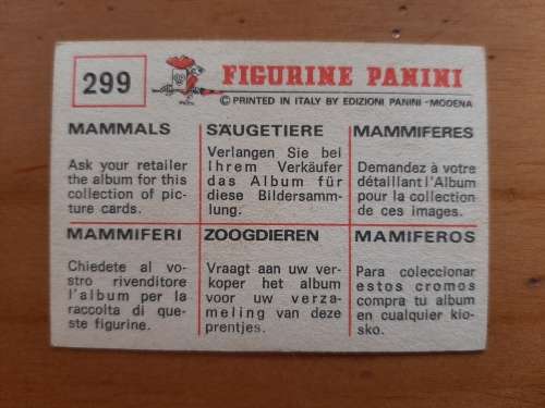 Figurine Panini Mammals Sticker #299 (1978)