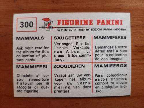 Figurine Panini Mammals Sticker #300 (1978)