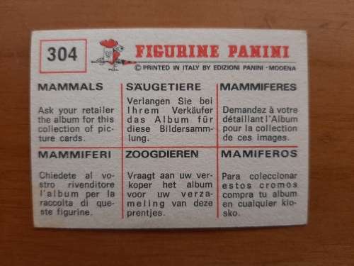 Figurine Panini Mammals Sticker #304 (1978)