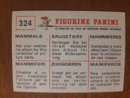 Figurine Panini Mammals Sticker #324 (1978)