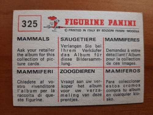 Figurine Panini Mammals Sticker #325 (1978)