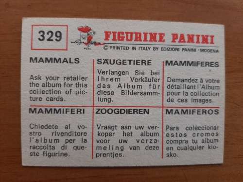 Figurine Panini Mammals Sticker #329 (1978)