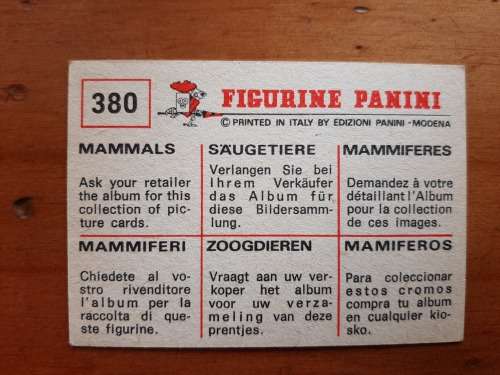 Figurine Panini Mammals Sticker #380 (1978)