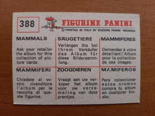 Figurine Panini Mammals Sticker #388 (1978)