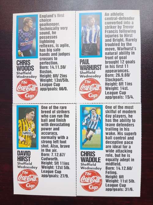 Match Coca Cola Cup Kings Trading Cards - 1993 Coca-Cola Cup Final - Arsenal vs Sheffield Wednesday