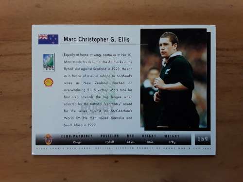 Sports Deck 1995 Rugby World Cup Collectors Cards: No 169 - Marc Ellis (New Zealand)