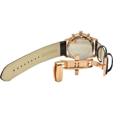 KRUG BAUMEN AIR TRAVELLER ROSE GOLD PLATED WITH BLACK DIAL - AUTHENTIC -ALL PAPERS AND DOC'S