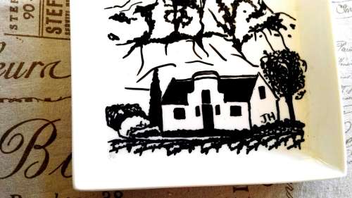 Original Small Hand Painted Plates - Windmill, Alwyn, Farm House