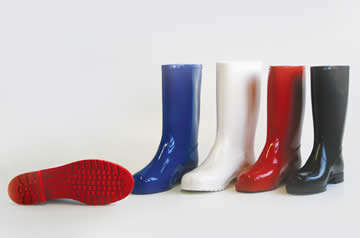 WOMANS "MARINA" GUMBOOTS / WELLINGTON - CALF LENGTH, GENERAL PURPOSE *WHITE/RED*