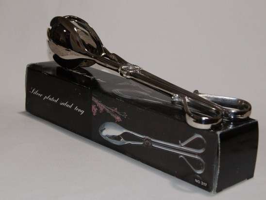 SILVER PLATED SALAD TONG