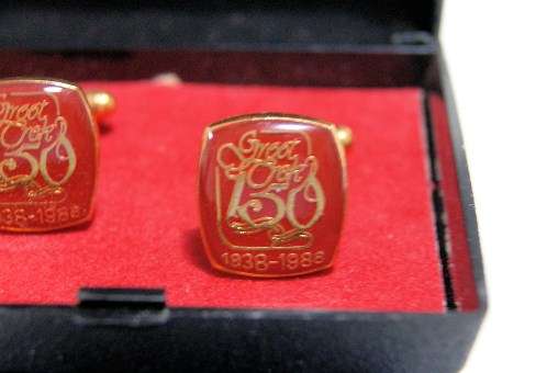 TWO PAIRS CUFF-LINKS "GROOT TREK 150: 1838 - 1988" (GLAZED FINISH)