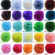pom poms, pom decor, tissue paper poms, pom colours