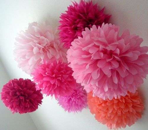 shabby chic wedding decor, wedding decor, party decorations, poms, vintage wedding decor