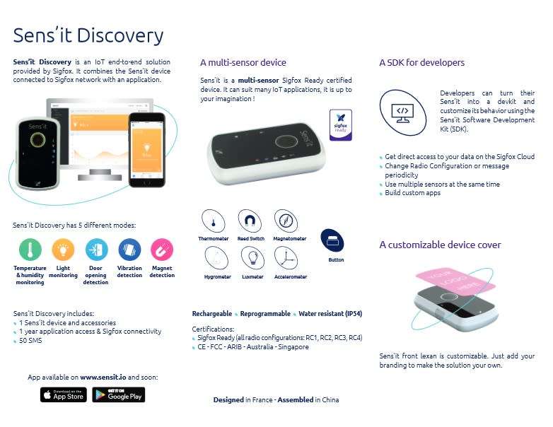 Sigfox Sens`it 3.1 Multi Function IOT 2G Network Sensor White