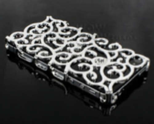 Silver Electroplating Hollow Pattern Hard Case Back Cover for iPhone 4G 4S