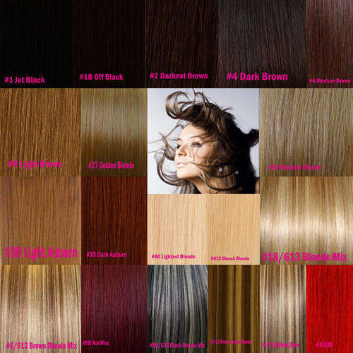 FREE SHIPPING Clip In Clip On Remy Real Human Hair Extension Full Head 19 Colours - 15" (38 cm) long