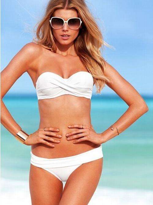 Sexy Bandeau Twisted Padded Bikini Swimsuit Swimwear White in Size S (size 8)