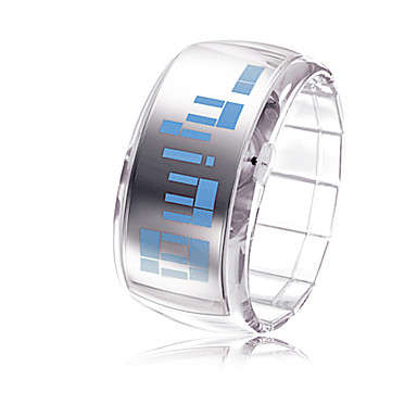 In Stock - Stylish Blue LED Digital Transparent Watch - Transparent See-Through