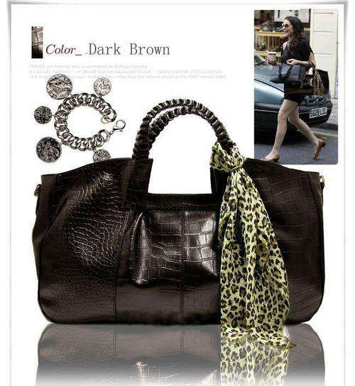 In Stock - Stylish Elegant Dark Brown Leather Handbag