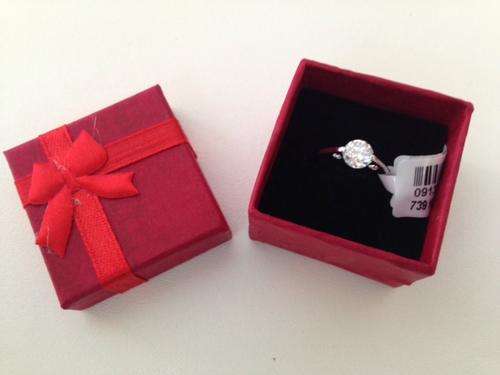 In Stock - 18K White Gold GP Swarovski Crystal Ring Size O With Gift Box