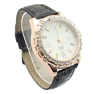 IN STOCK - Black Ladies Diamante Watch With White Dial