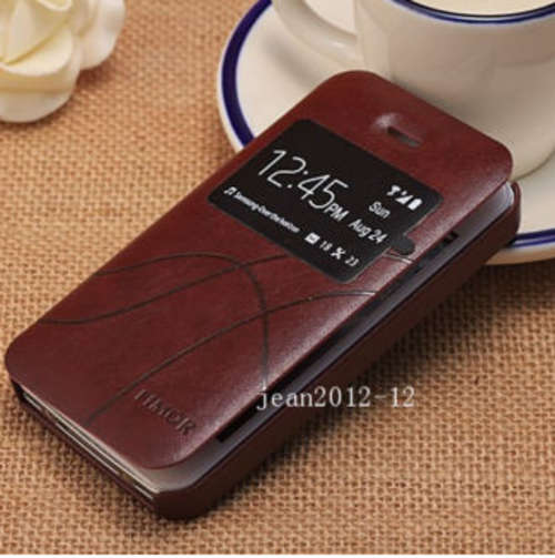 IN STOCK - Brown Maroon Leather Look Case Flip Pouch For iPhone 4 4S
