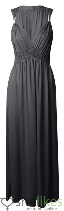 In Stock - Sleeveless Stretch Maxi Dress - Charcoal Gray (Grey)