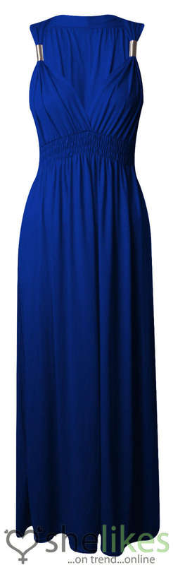 In Stock - Sleeveless Stretch Maxi Dress - Royal Blue