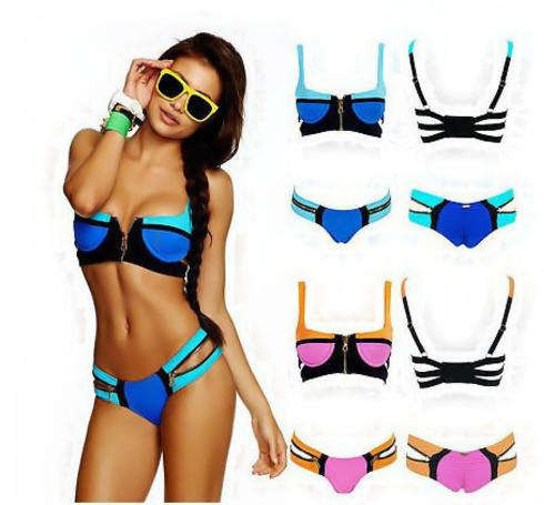 *In Stock* Patchwork Bandage Bikini Size  S/M - Blue