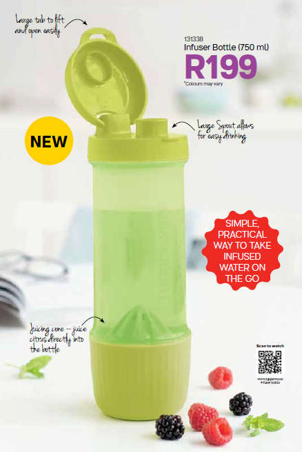 Tupperware 750ml Infuser bottle - yellow