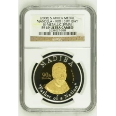 2008 Mandela 90th Birthday Half Oz Gold 24 Carat (999.99) NGC PF69