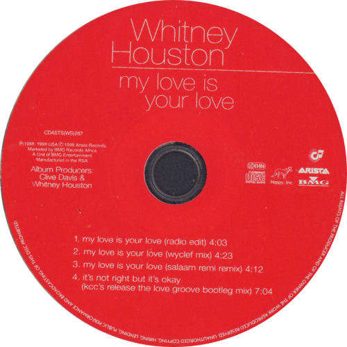 WHITNEY HOUSTON - My Love Is Your Love - South African CD Single - CDASTS(WS)287