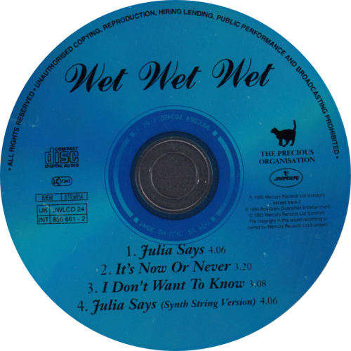 WET WET WET - Julia Says - Import CD Single - JWLCD24