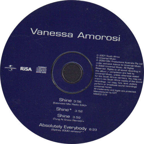 VANESSA AMOROSI - Shine - South African CD Single - MAXCD272