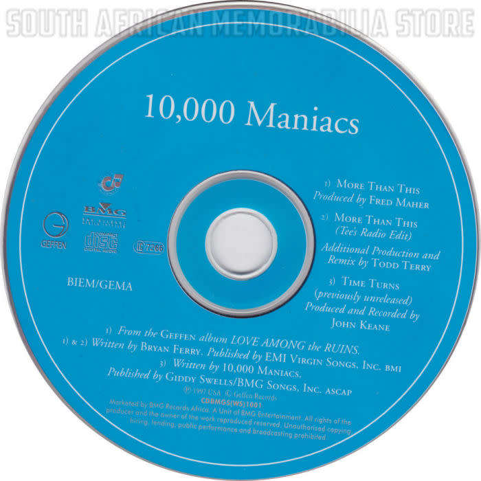 10,000 MANIACS - More Than This - South African CD Single - CDBMGS(WS)1001